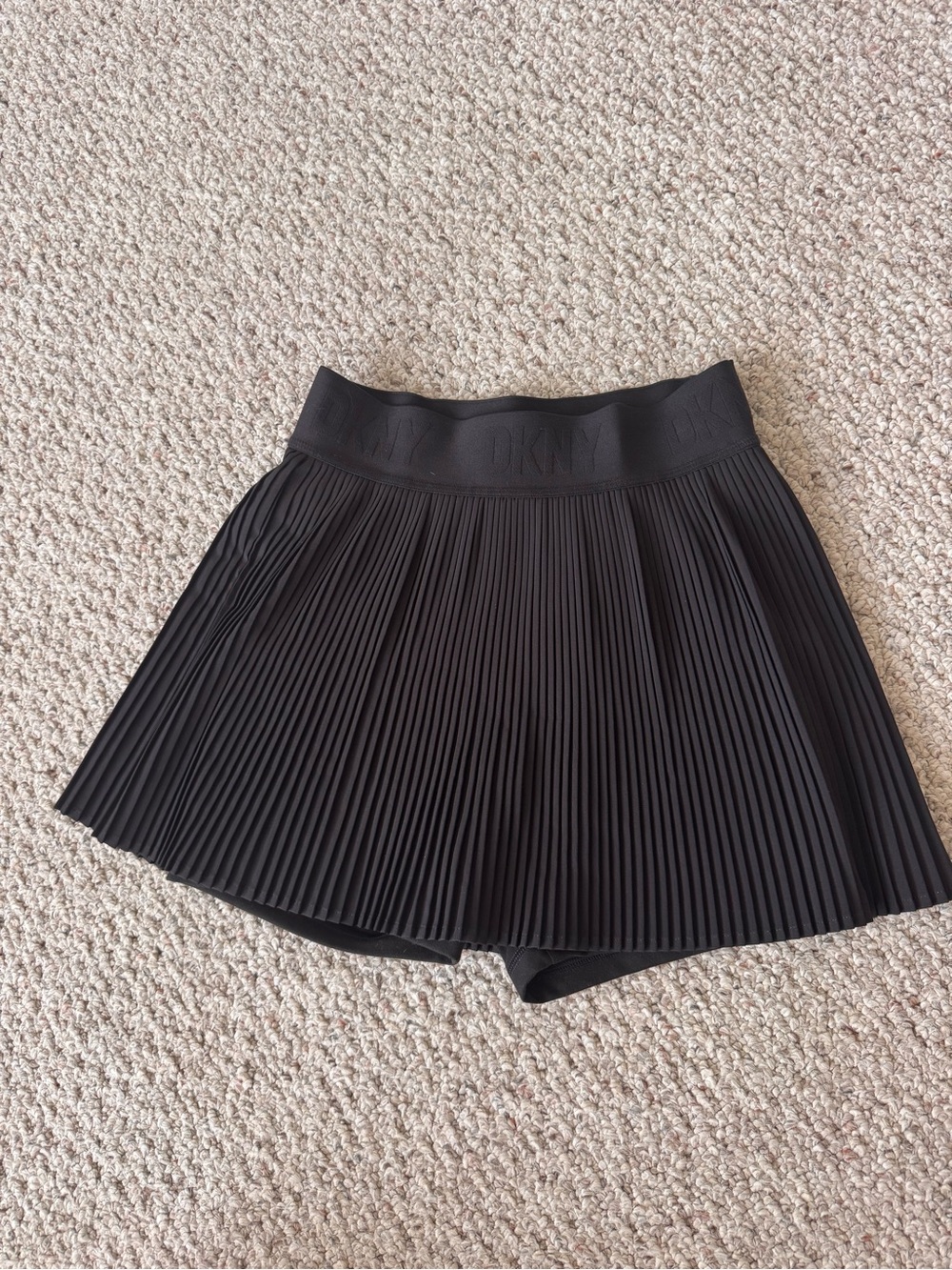 DKNY Black Pleated Skort with Logo Waistband